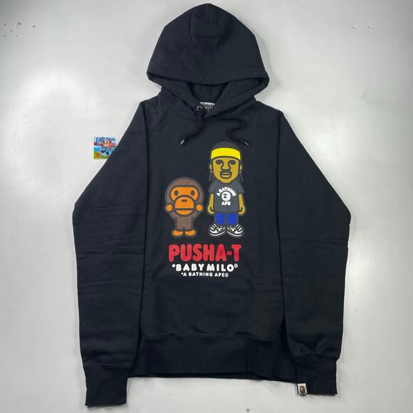 BAPE x Pusha T Baby Milo Pullover Hoodie Limited Edition Size L - Picture 1 of 9